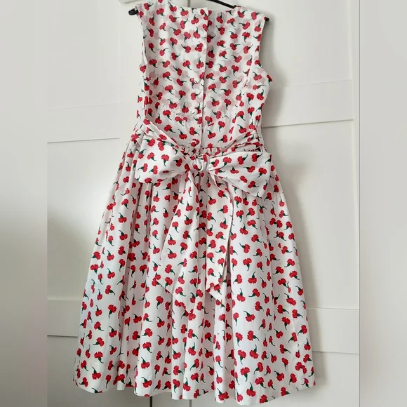 strapless open back dress Oscar de la Renta Pink Label Red Floral Print Sleeveless Slip Midi Dress
